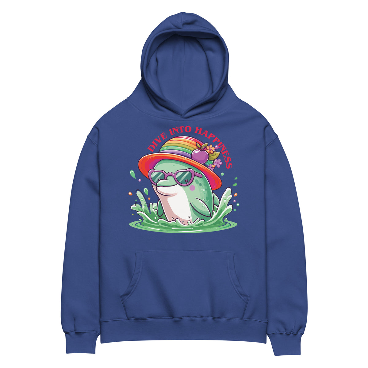 Rainbow Waves & Happy Days - Oversized Hoodie - - Hoodies