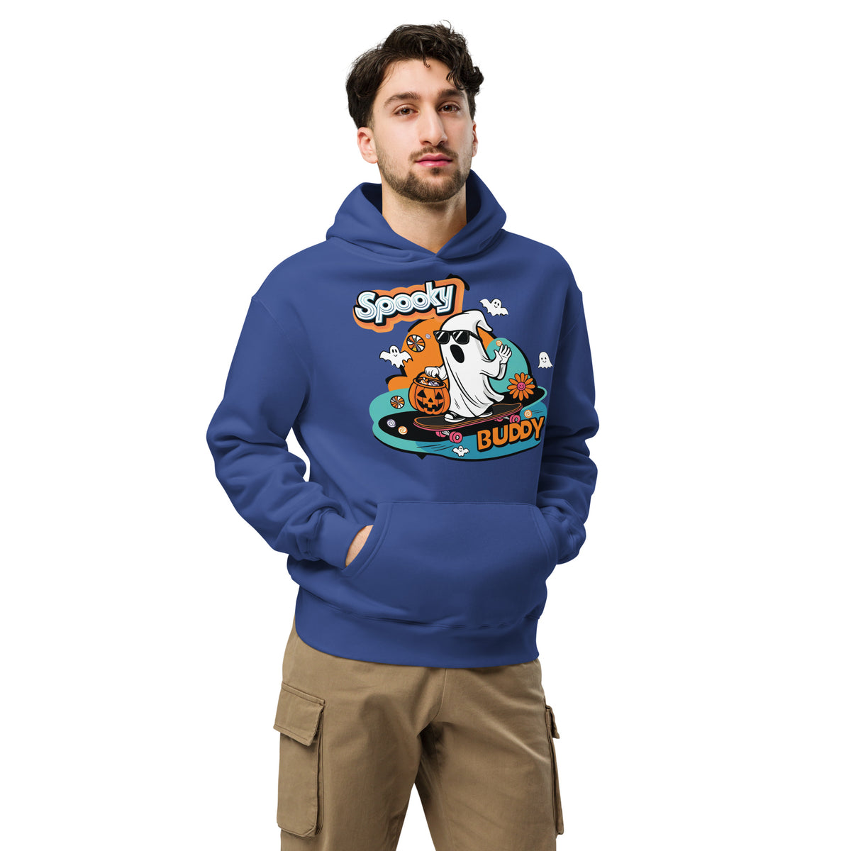 Trick-or-Treat in Style - Spooky Buddy Skateboard Hoodie - - Hoodies