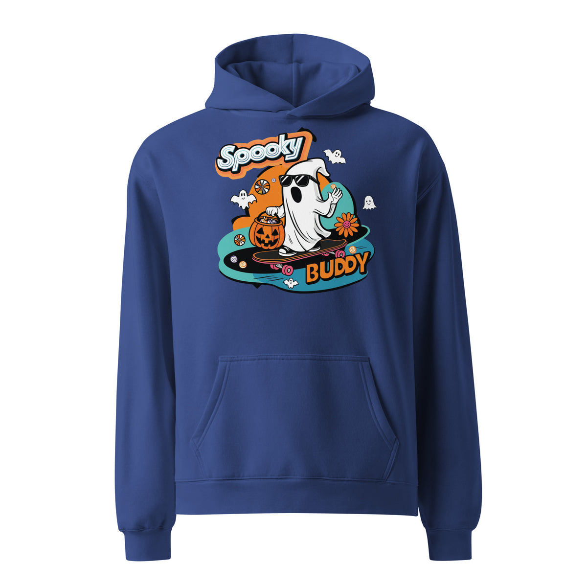 Trick-or-Treat in Style - Spooky Buddy Skateboard Hoodie - Cobalt - Hoodies