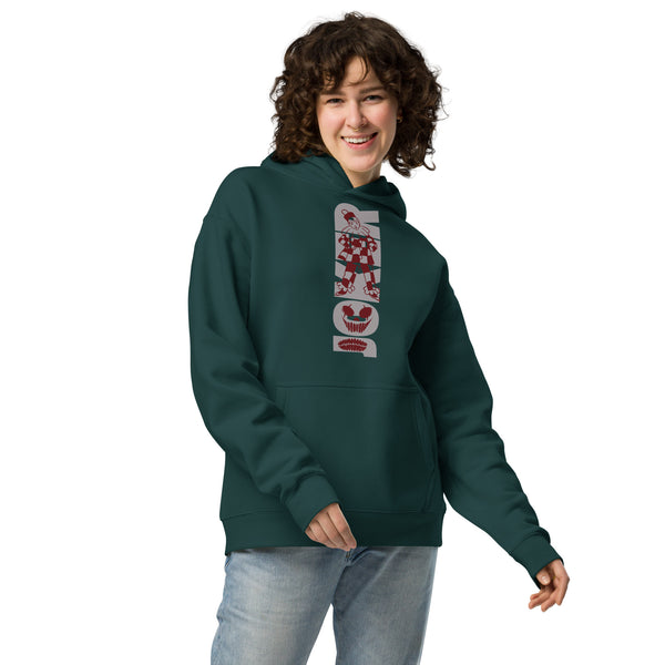 Vintage Clown Vibes - Maroon & Grey Statement Hoodie - Pine Green - Hoodies