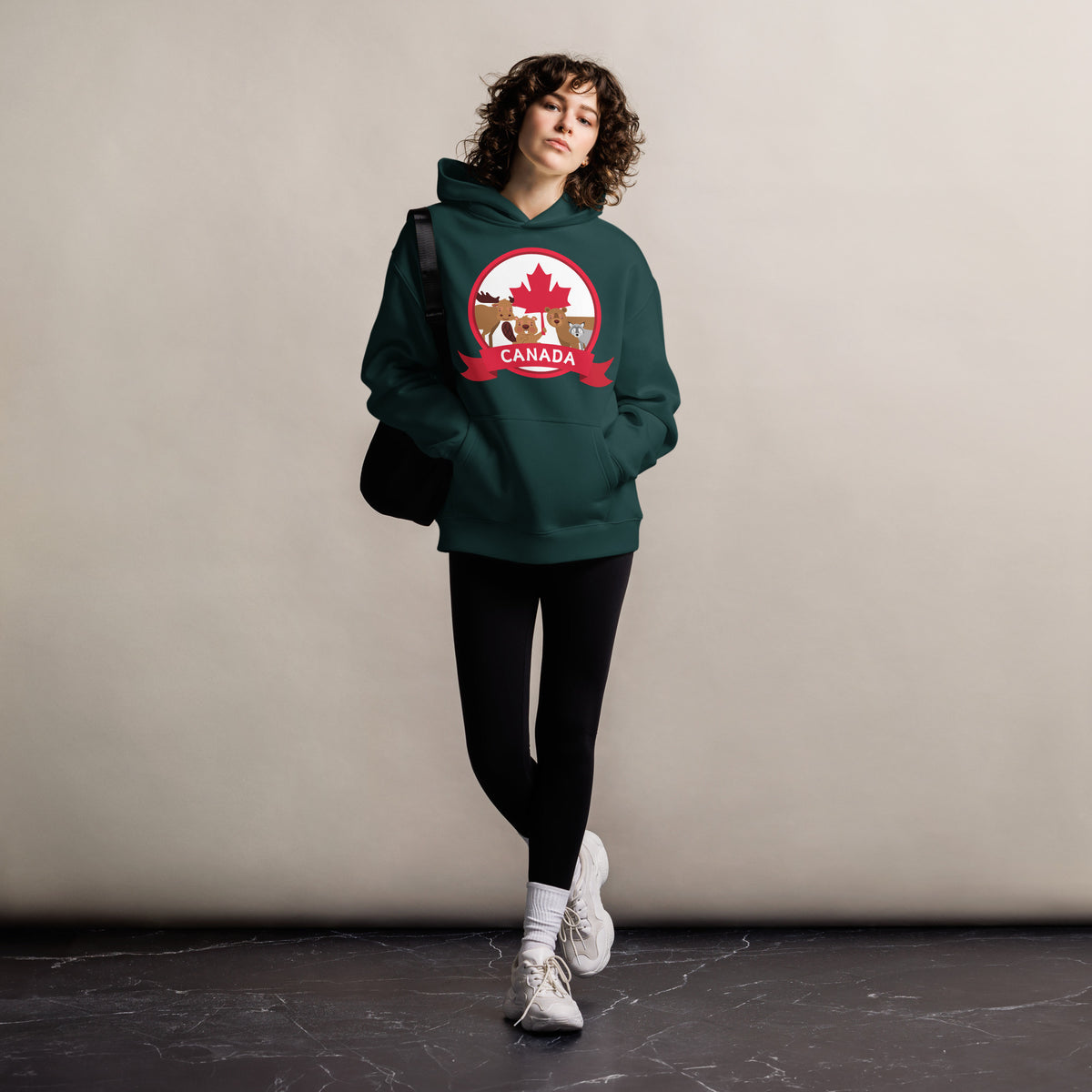 Canadian Critters - Cozy Wildlife Hoodie - Pine Green - Hoodies