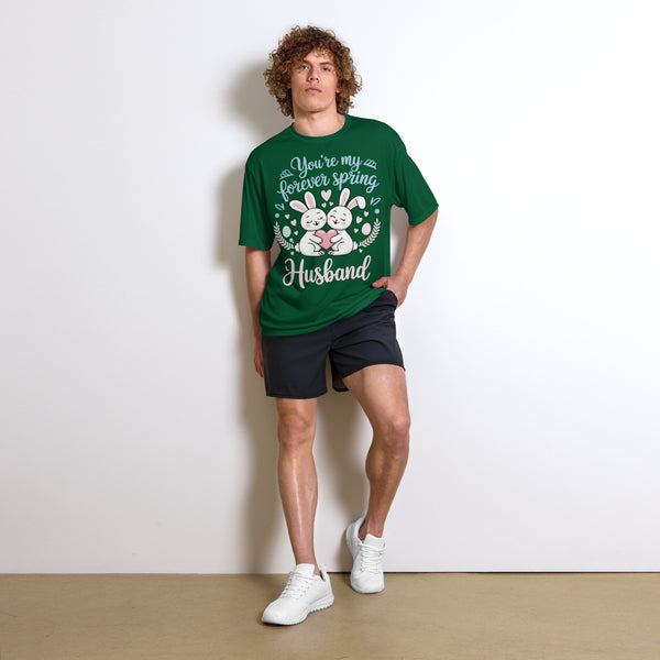Bunny Love Workout Shirt for Husband - Forest Green - Crewneck T-shirts