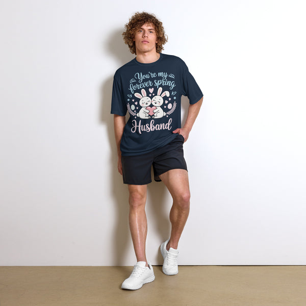 Bunny Love Workout Shirt for Husband - Navy - Crewneck T-shirts