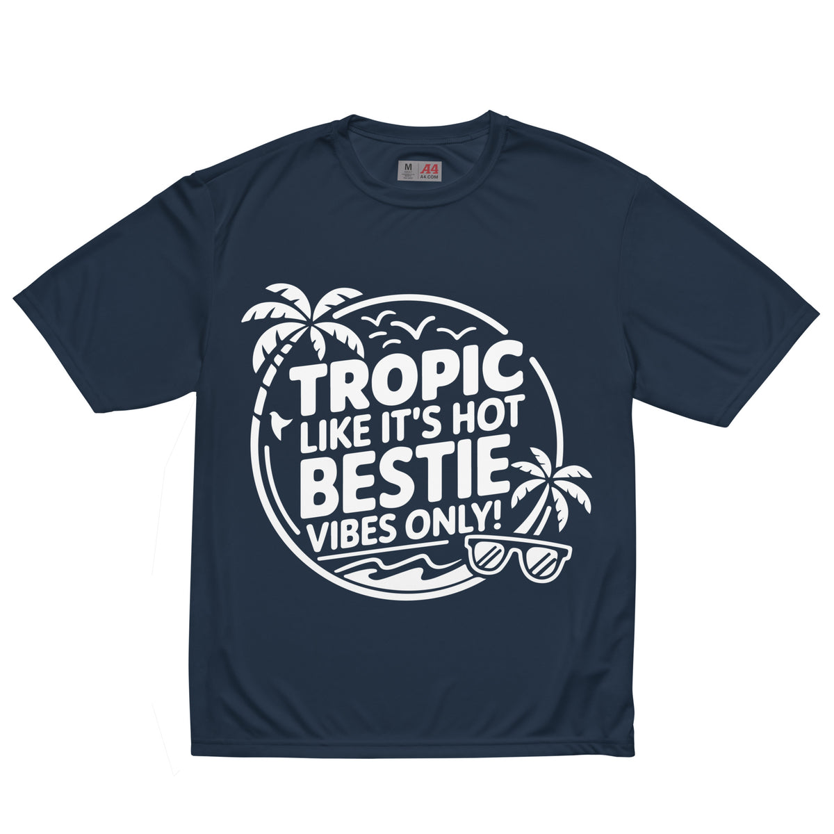 Tropic Bestie Graphic Tee – Summer Gift - Navy - T-shirt