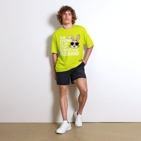 Spring to My Step Husband Performance Tee - Safety Yellow - Crewneck T-shirts