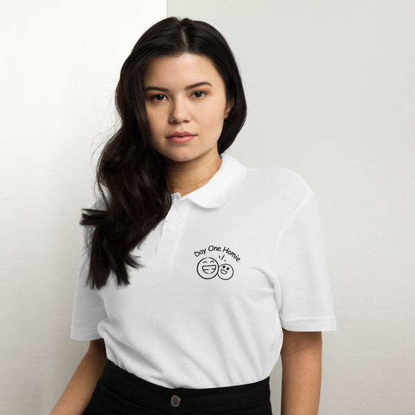 Friendship Goals – Day One Homie Polo - White - Polo Shirts