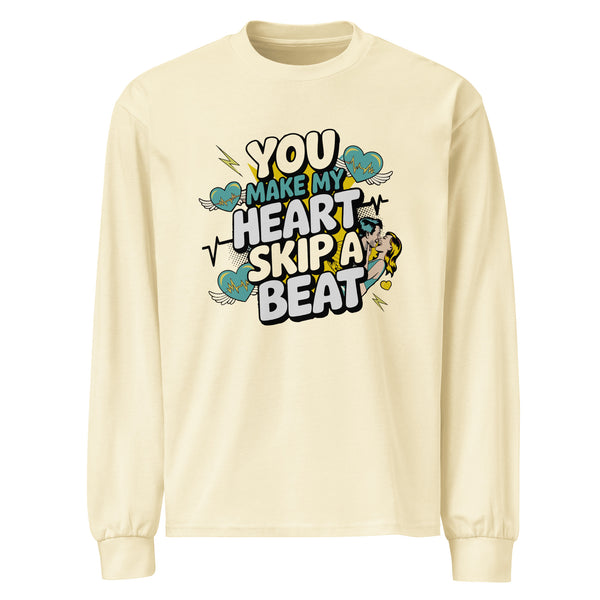 Winged Hearts & Love - Bold Design for Your Boyfriend - Butter - Long Sleeves T-shirts