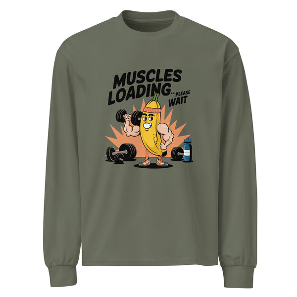 Muscles Loading... Please Wait – Fun Gym Tee - Cypress - Long Sleeve Shirt