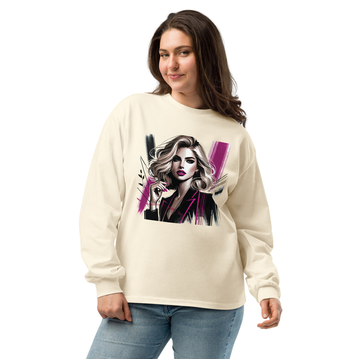 Bold & Beautiful - Modern Glam Long Sleeve Shirt - Ecru - Long Sleeve T-shirts