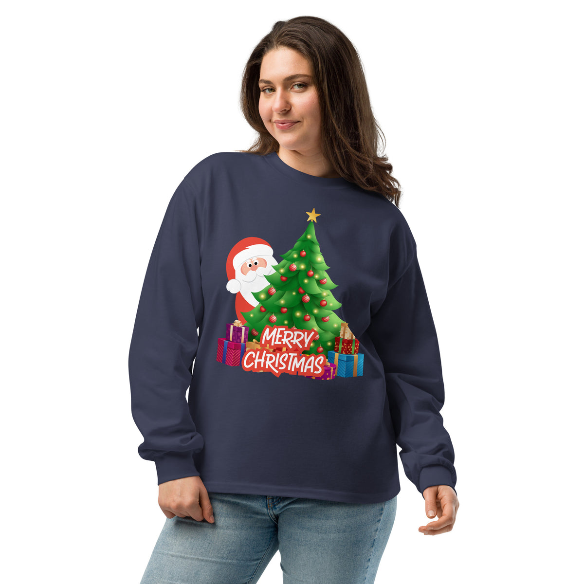 Merry & Bright - Santa’s Holiday Cheer Shirt - Midnight Blue - Hoodies