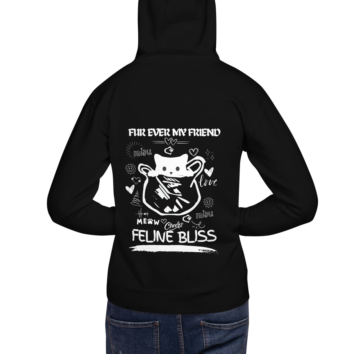 Forever Furry Friends - Cat Lover’s Dream Hoodie - Black - Hoodies