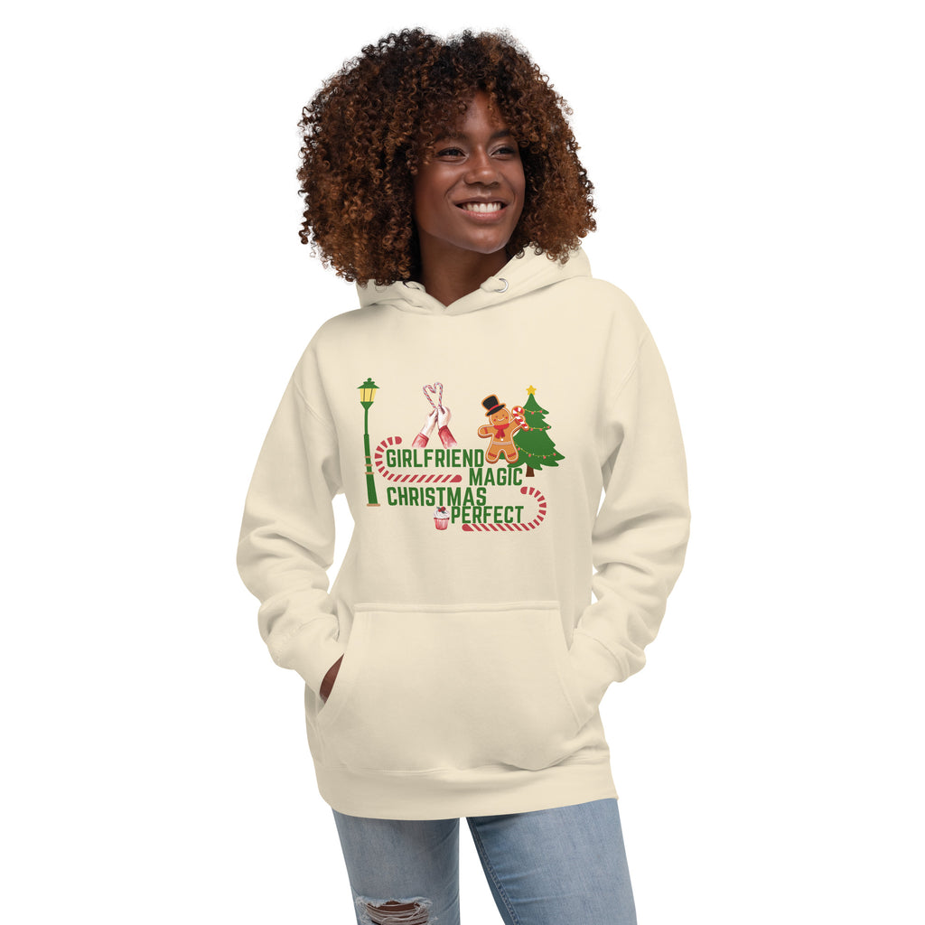 Christmas Magic with My Girlfriend – Festive Hoodie for Her - Bone - Hoodies