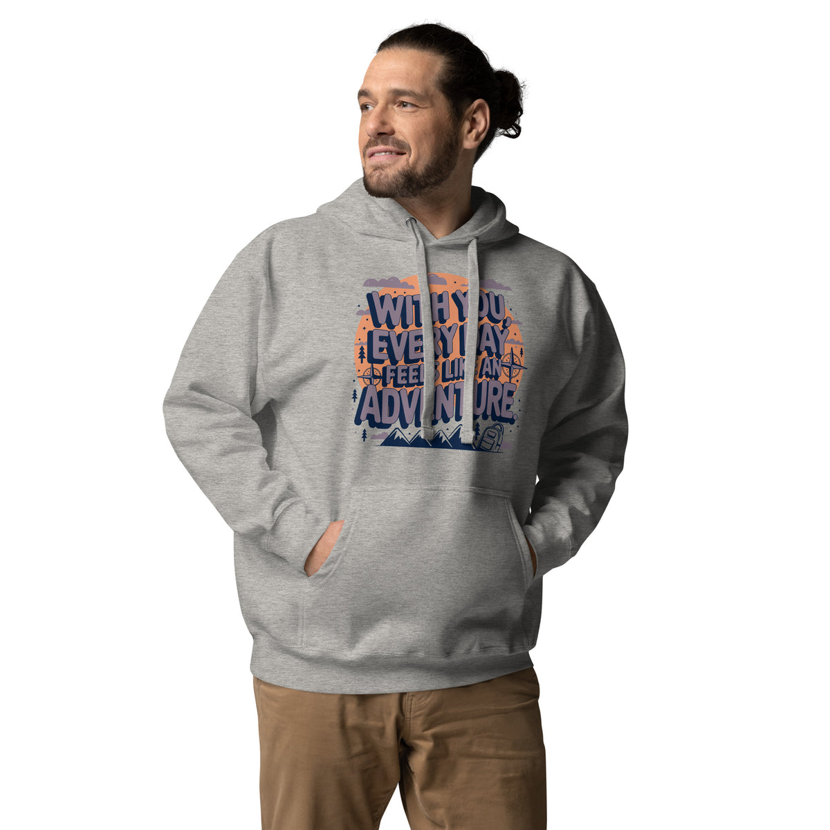 Sunset Adventures Hoodie - Embrace the Wild - Carbon Grey - Hoodies