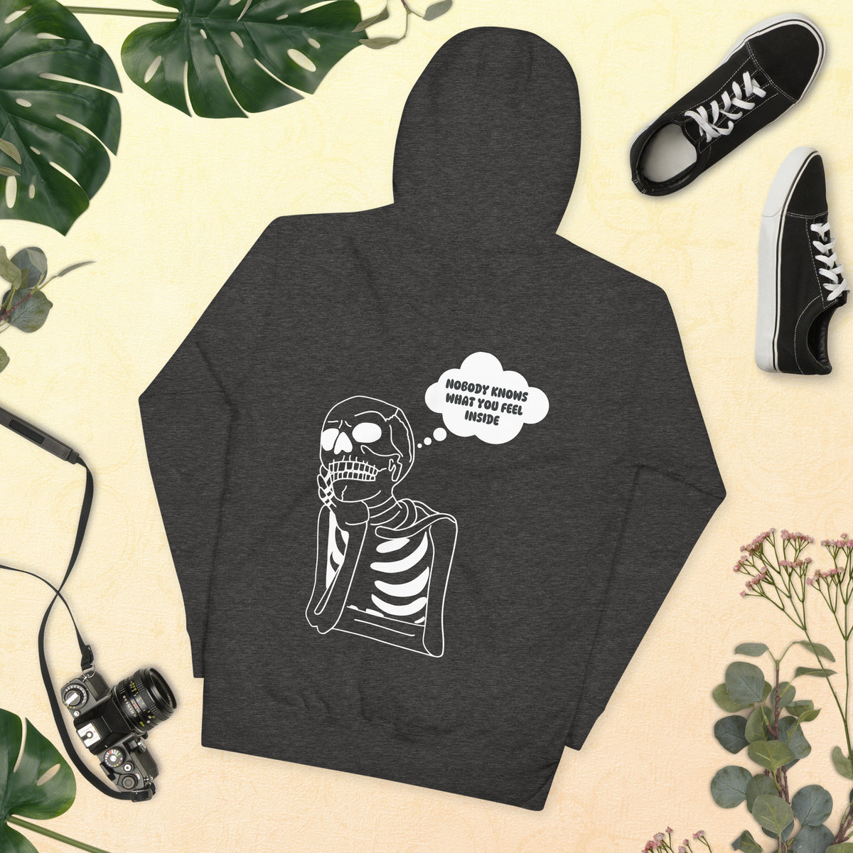 Introspective Skeleton Hoodie - Unveil the Hidden - Charcoal Heather - Unisex Hoodies