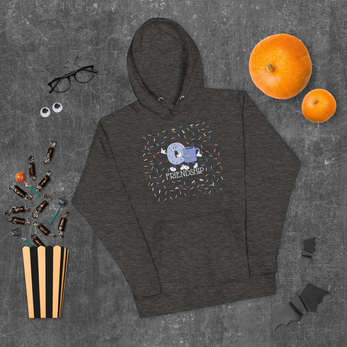 Donut & Coffee - Friendship Goals Hoodie - Charcoal Heather - Unisex Hoodies