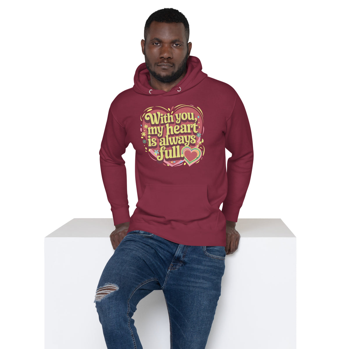 Vibrant Love - Capture the Colors of Affection - Maroon - Hoodies