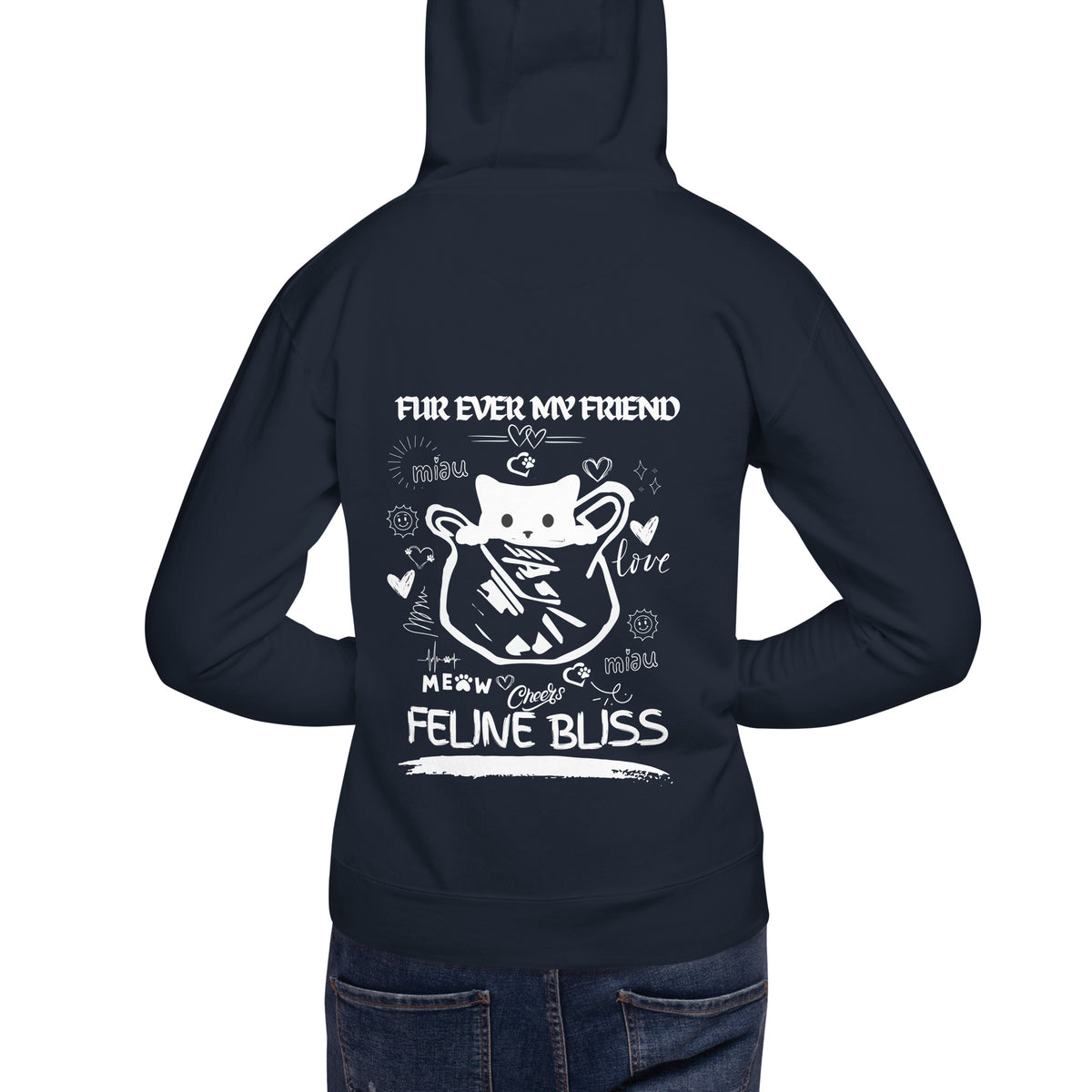 Forever Furry Friends - Cat Lover’s Dream Hoodie - Navy Blazer - Hoodies