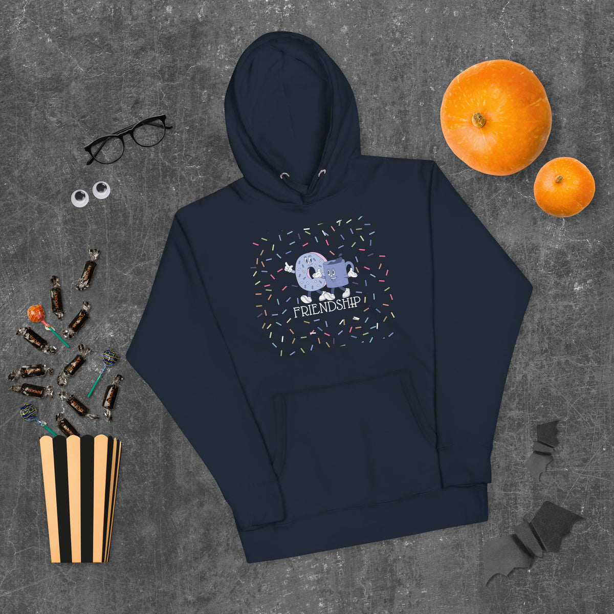 Donut & Coffee - Friendship Goals Hoodie - Navy Blazer - Unisex Hoodies