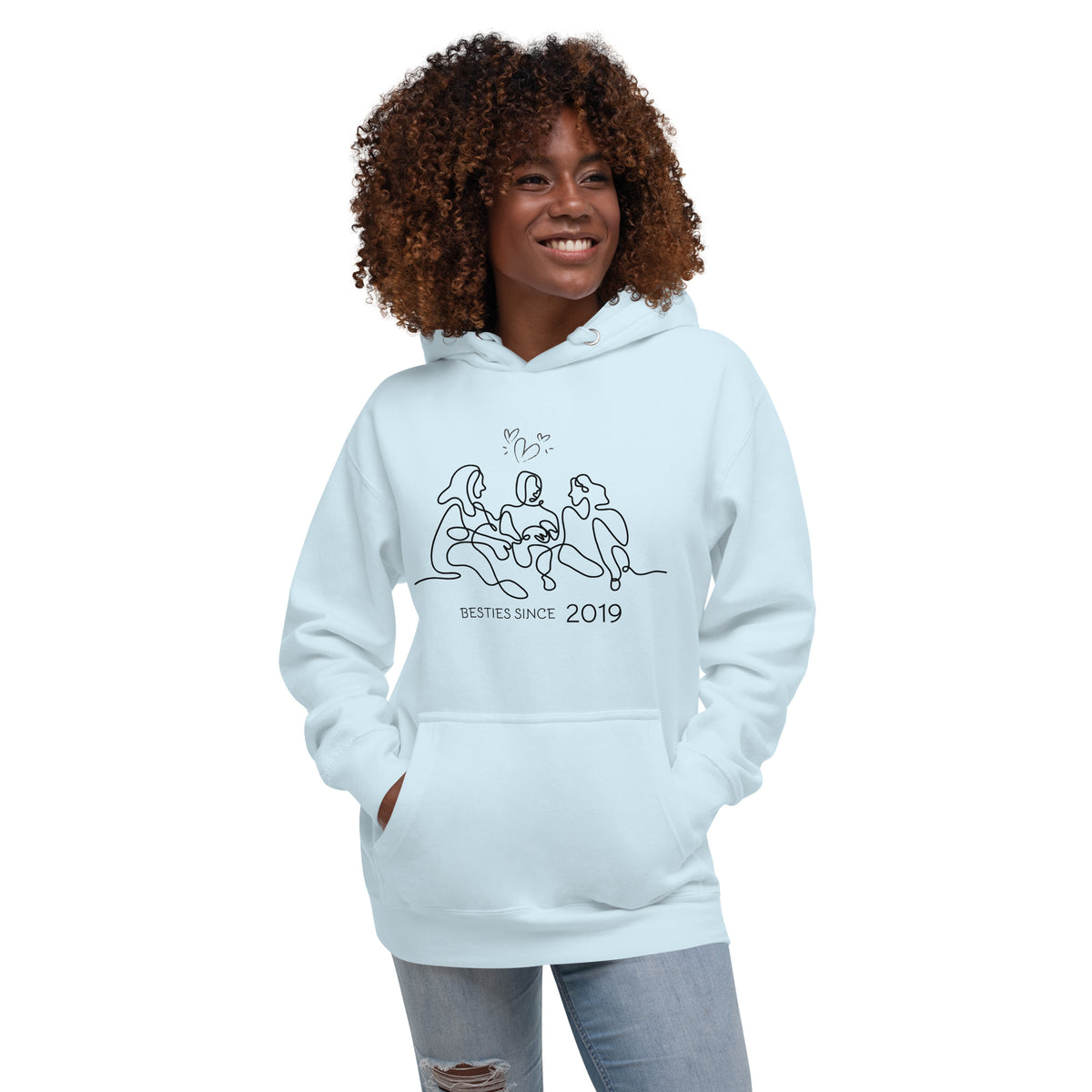 Besties Hoodie - Timeless Friendship Since 2019 - Sky Blue - Unisex Hoodies