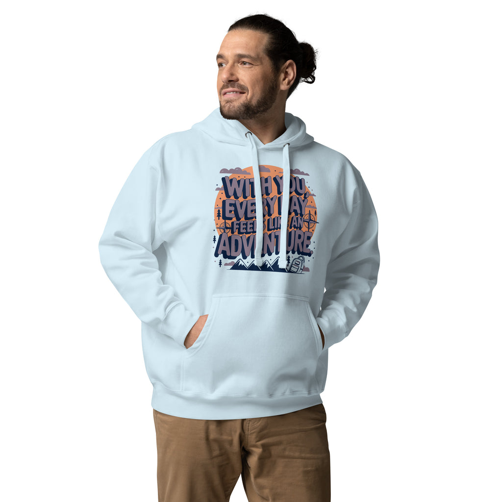 Sunset Adventures Hoodie - Embrace the Wild - Sky Blue - Hoodies