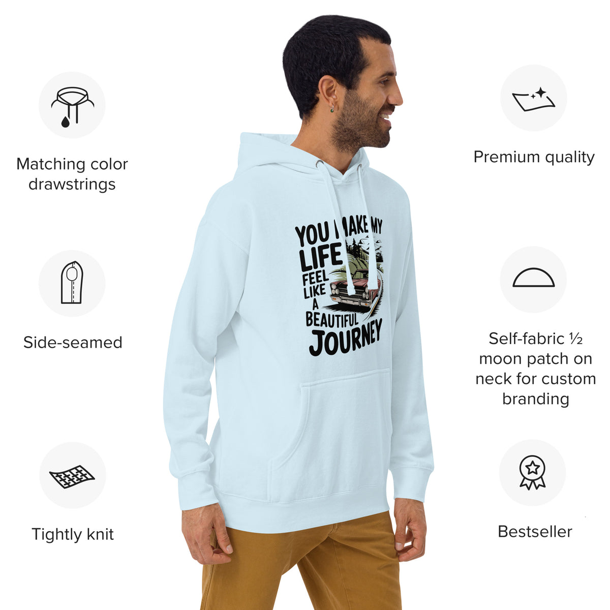 Romance on the Open Road - A Gift for Him - - Hoodies