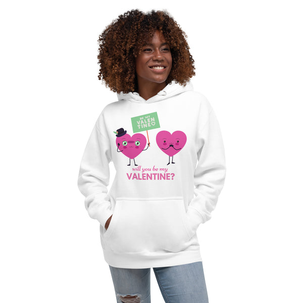 Valentine's Love - Cute Heart Characters Hoodie - White - Unisex Hoodies