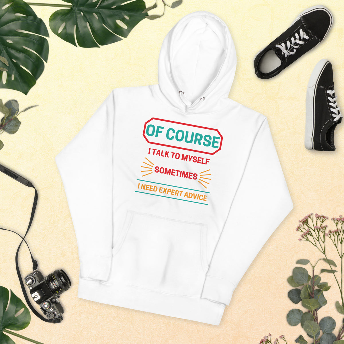 Playful Wisdom - Talk to Myself Hoodie - White - Unisex Hoodies