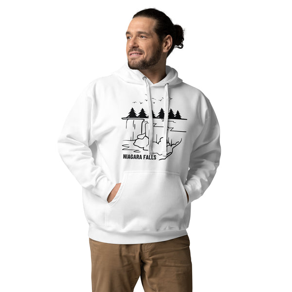 Majestic Falls Hoodie - Niagara's Iconic Beauty - White - Unisex Hoodies