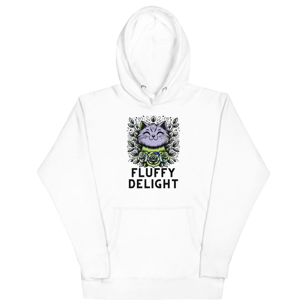 Fluffy Delight - Lavender Cat Hoodie - - Hoodies