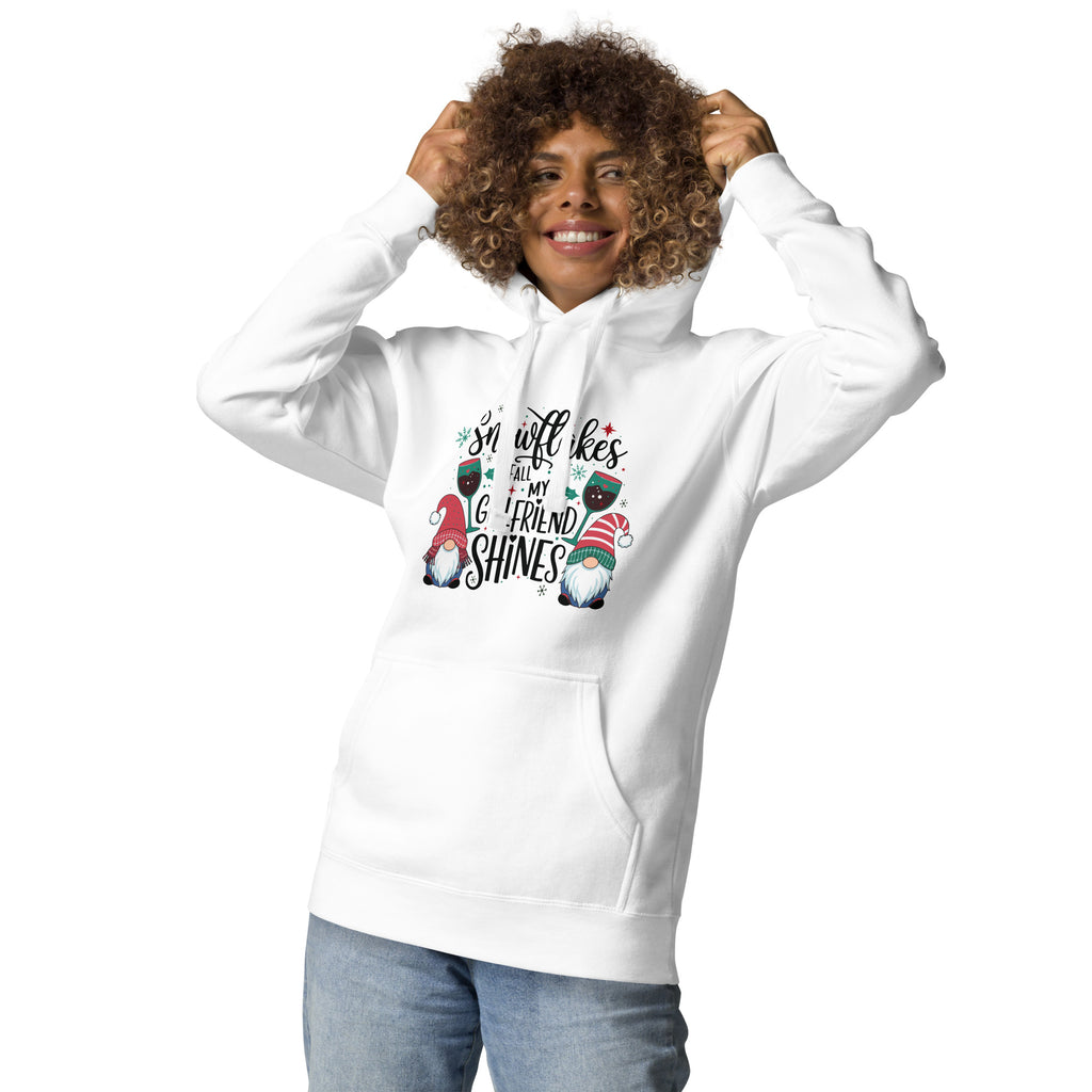 Snowflakes Fall, But My Girlfriend Shines – Cozy Christmas Hoodie - White - Fleece Hoodies