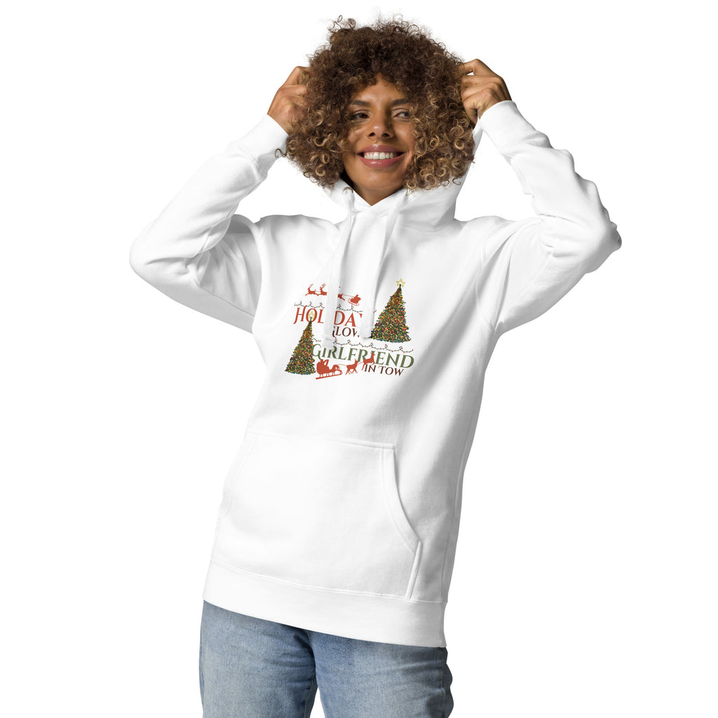 Holiday Glow with My Girlfriend – Festive Christmas Hoodie - White - Hoodies