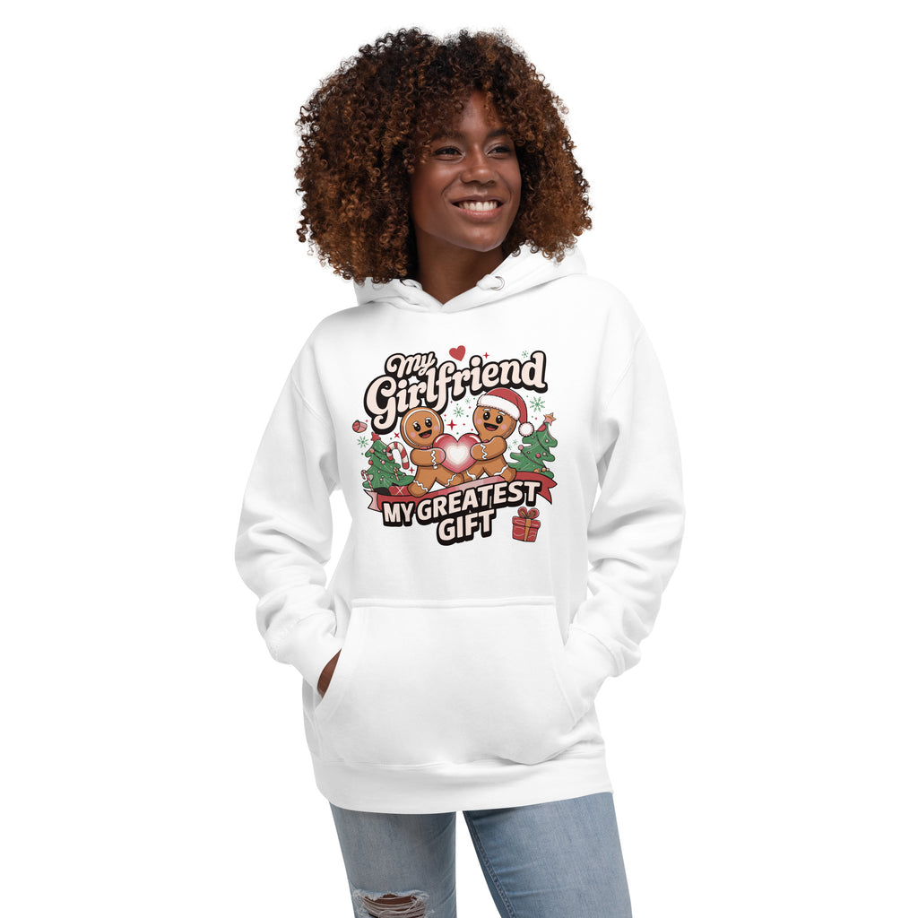 Festive Love & Gingerbread Joy – Holiday Hoodie for Girlfriend - White - Fleece Hoodies