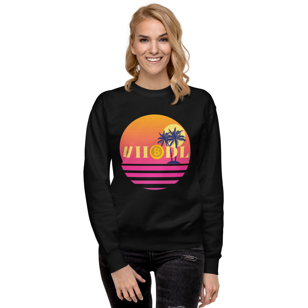 Relax & #HODL Tropical Bitcoin Sweater - Black - Crewneck Sweatshirts