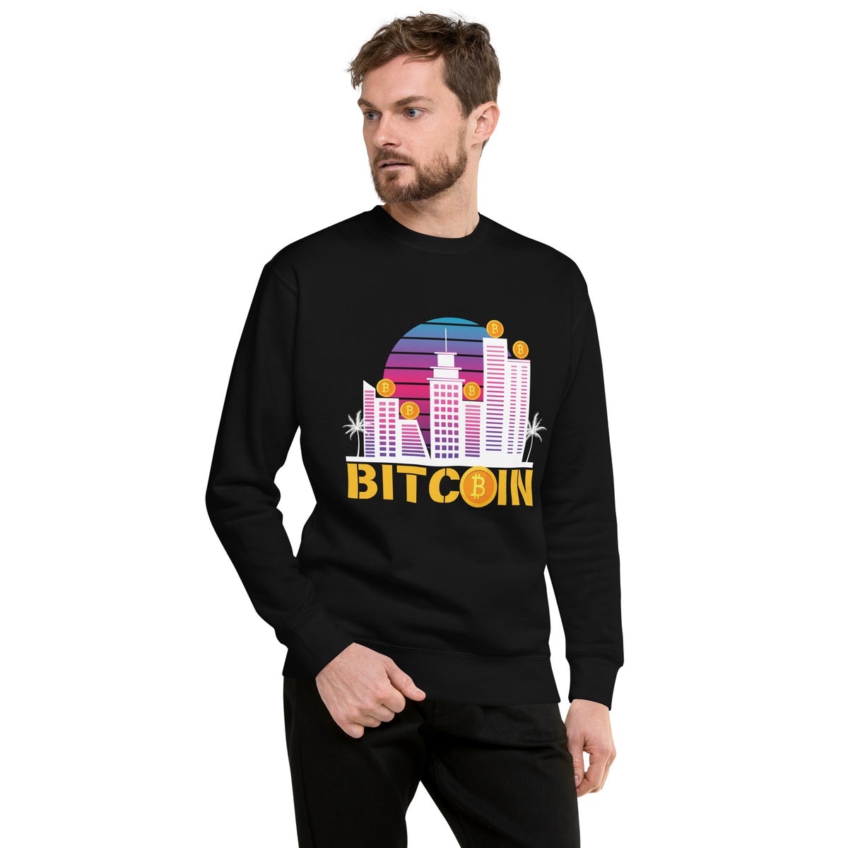 Golden Bitcoin City Dreams - Black - Unisex Sweatshirts