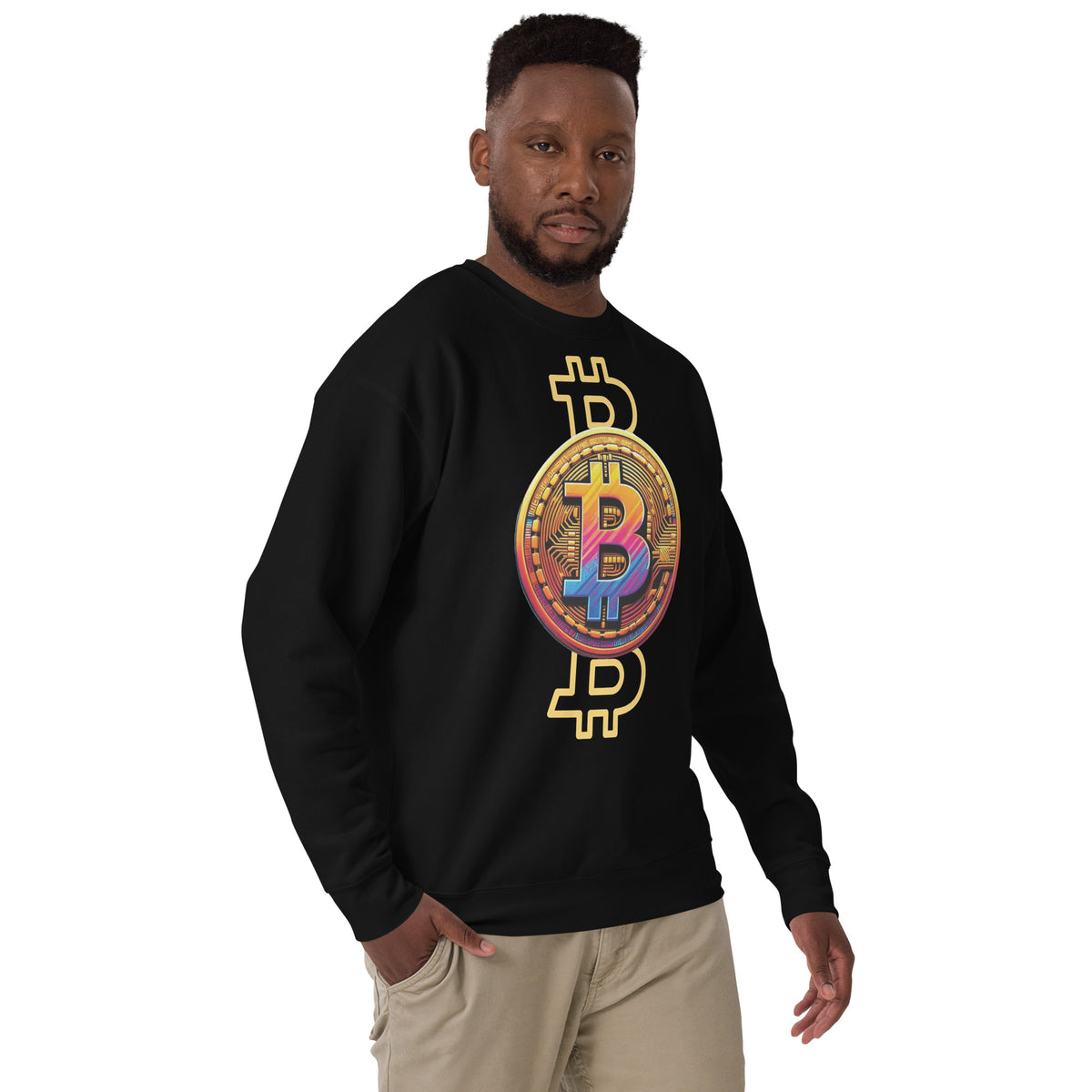 Tech-Infused Bitcoin Design Sweatshirt - Black - Unisex Sweatshirts