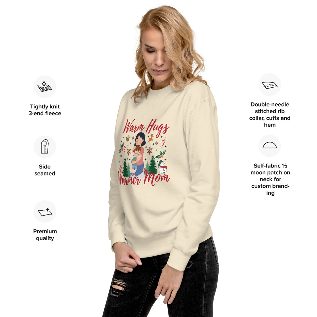 Warm Hugs, Warmer Mom – Christmas Sweatshirt for Moms - Bone - Sweatshirts