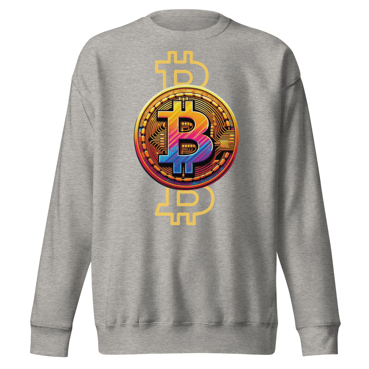 Tech-Infused Bitcoin Design Sweatshirt - - Unisex Sweatshirts