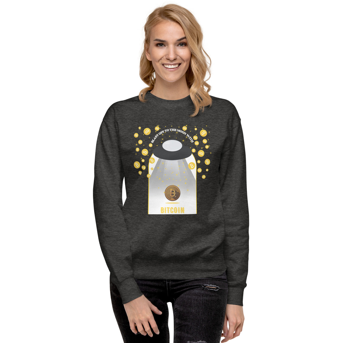 Space and Crypto Fusion Sweatshirt - Charcoal Heather - Unisex Sweatshirts