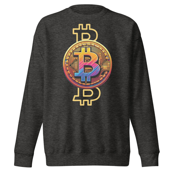 Tech-Infused Bitcoin Design Sweatshirt - - Unisex Sweatshirts