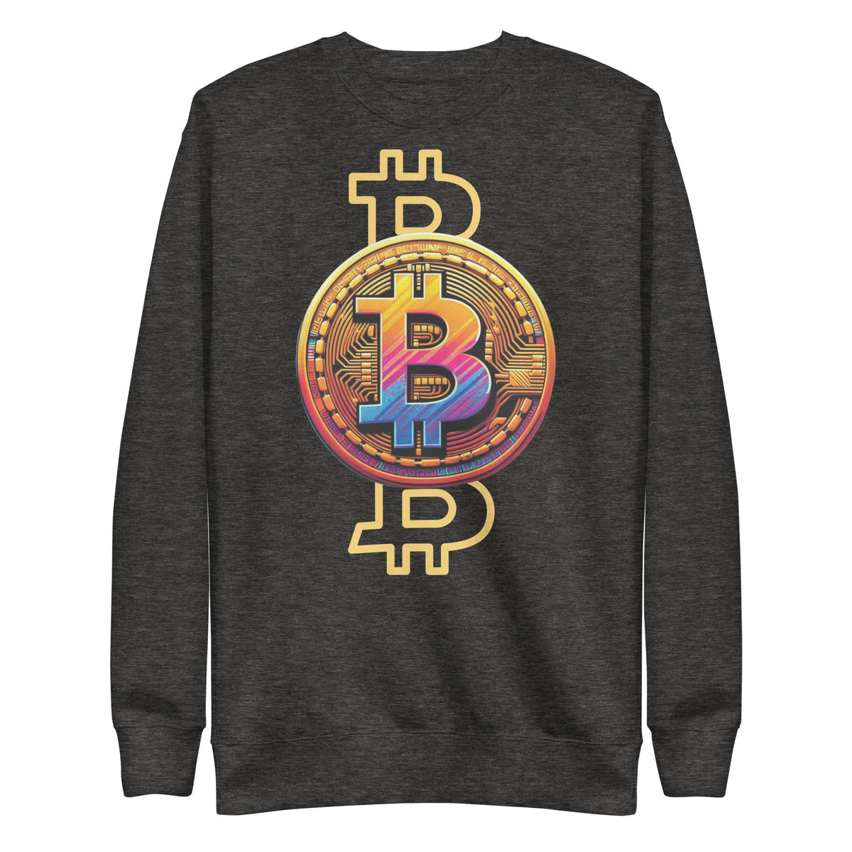 Tech-Infused Bitcoin Design Sweatshirt - - Unisex Sweatshirts