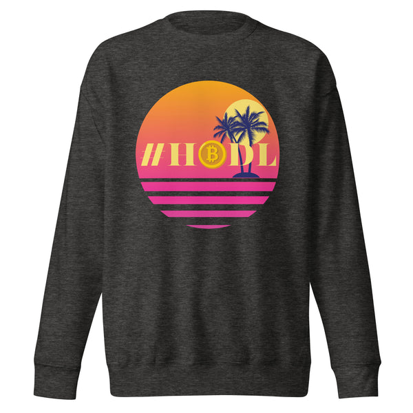 Relax & #HODL Tropical Bitcoin Sweater - - Crewneck Sweatshirts