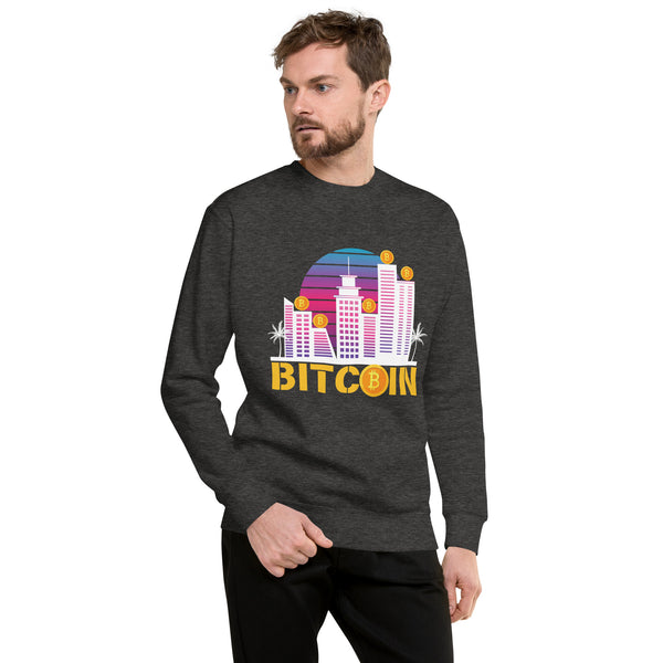 Golden Bitcoin City Dreams - Charcoal Heather - Unisex Sweatshirts