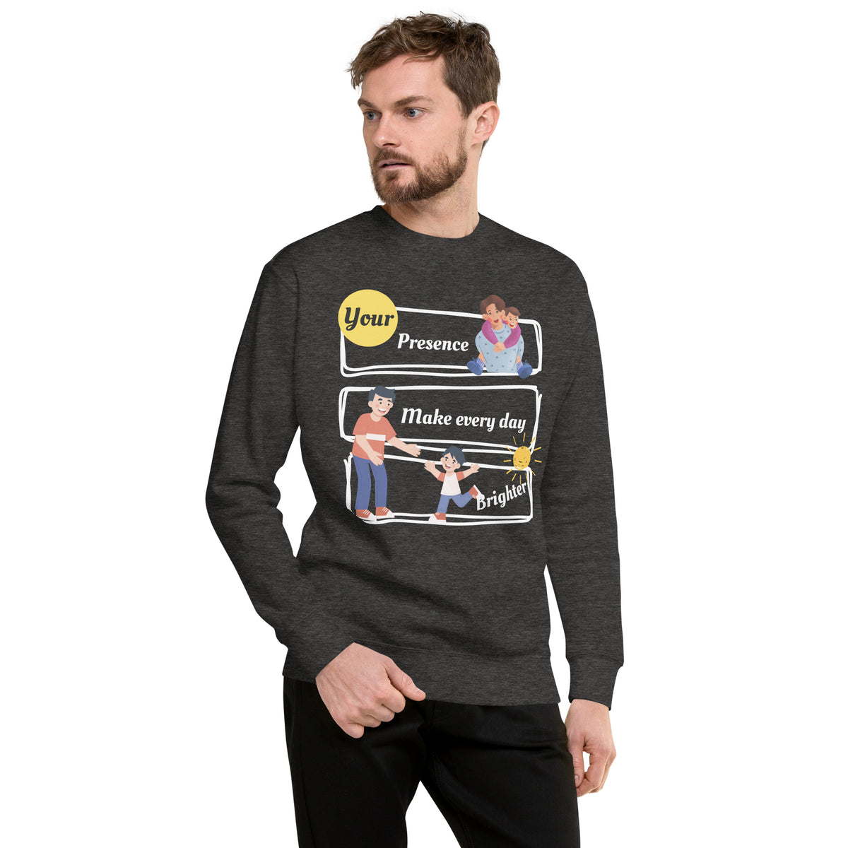 Shining Together - Celebrate the Presence of Dad - Charcoal Heather - Sweatshirts