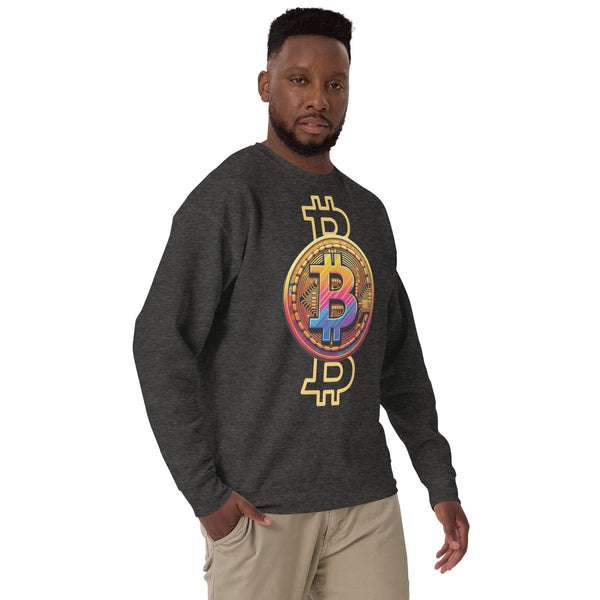 Tech-Infused Bitcoin Design Sweatshirt - Charcoal Heather - Unisex Sweatshirts