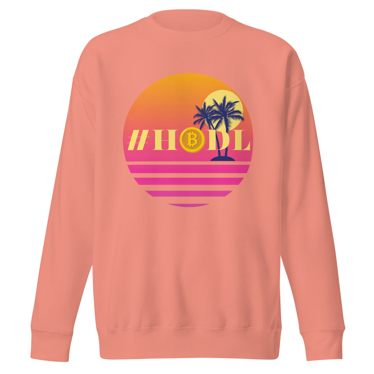 Relax & #HODL Tropical Bitcoin Sweater - - Crewneck Sweatshirts