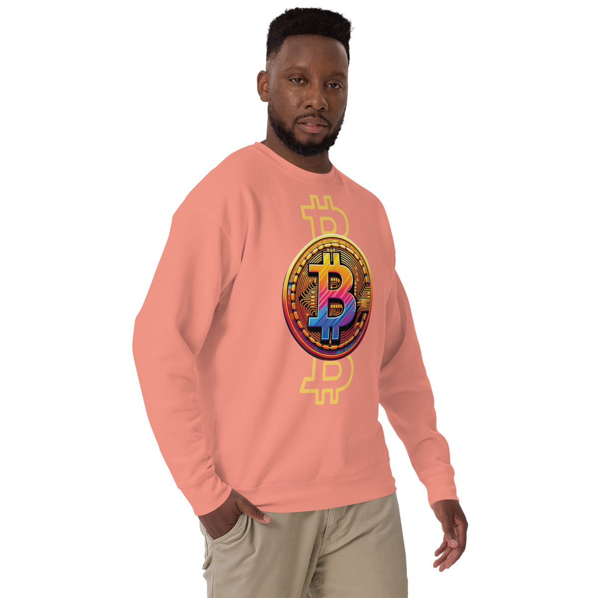 Tech-Infused Bitcoin Design Sweatshirt - Dusty Rose - Unisex Sweatshirts