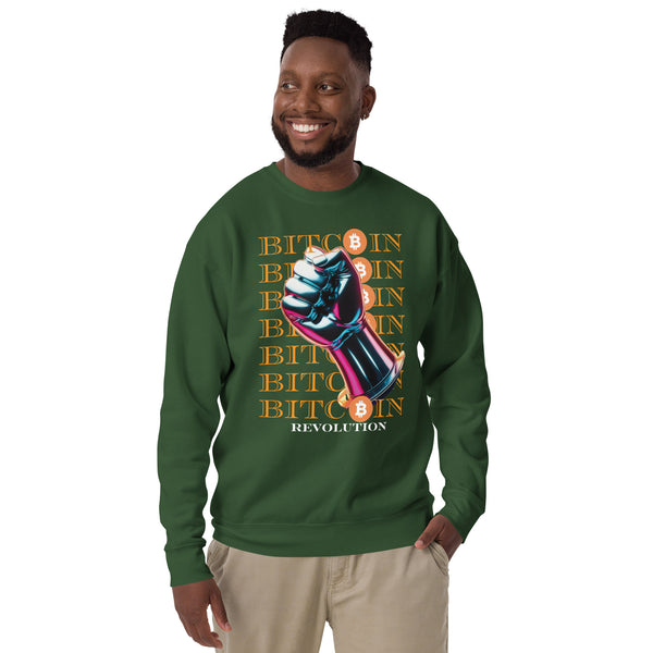 Revolutionary Bitcoin Fist - Empower Your Style - Forest Green - Sweatshirts