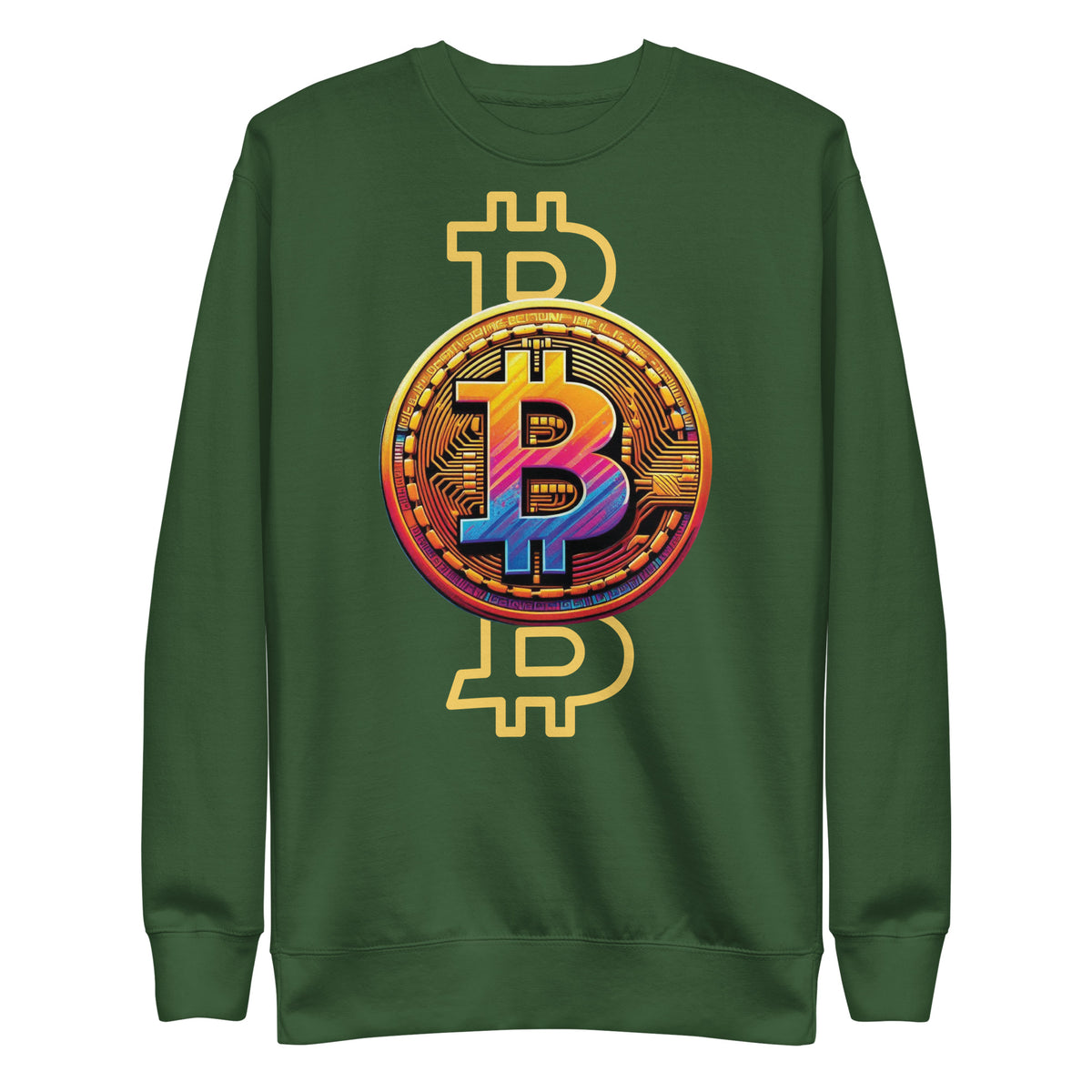 Tech-Infused Bitcoin Design Sweatshirt - - Unisex Sweatshirts