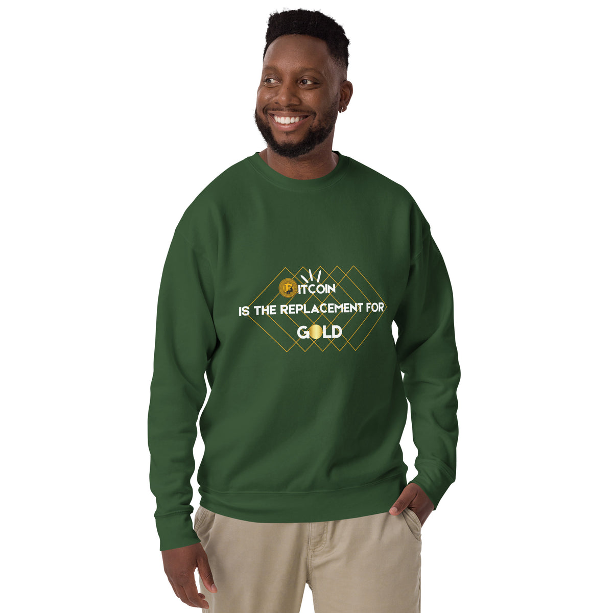 Bitcoin's Golden Replacement Sweatshirt - Forest Green - Unisex Sweatshirts