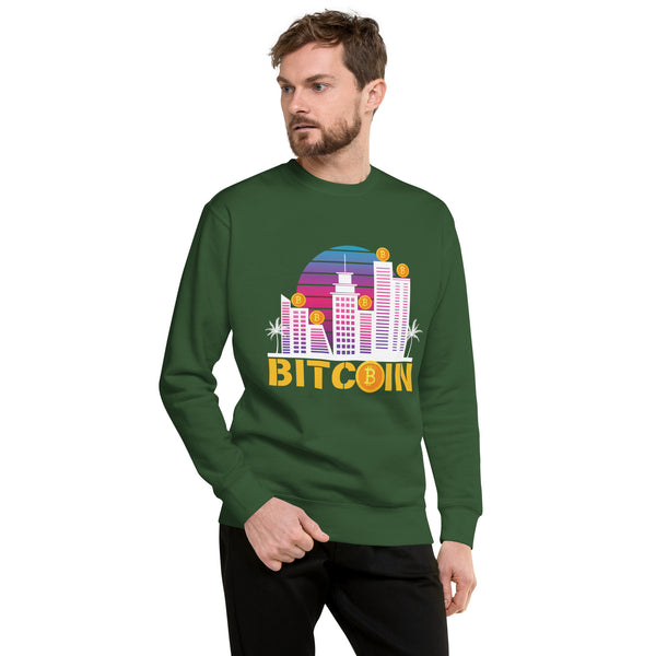 Golden Bitcoin City Dreams - Forest Green - Unisex Sweatshirts